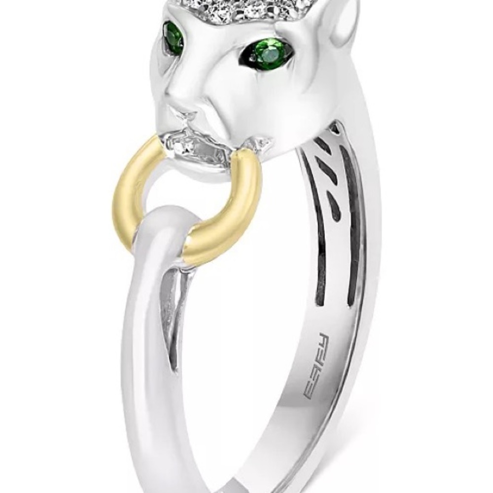 EFFY® Diamond (1/5 Ct. T.w.) & Tsavorite Accent Panther Ring